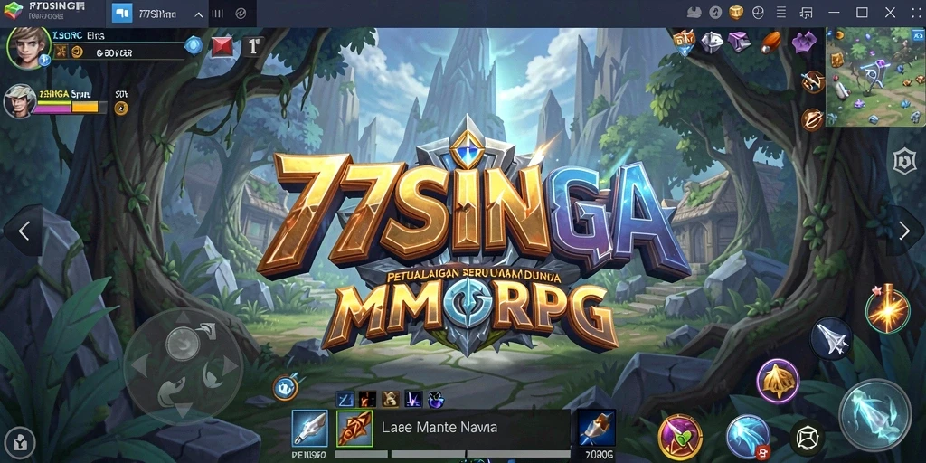 Screenshot gameplay 77SINGA dengan pertarungan epik di dunia MMORPG.