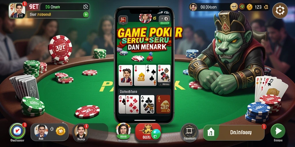 Screenshot gameplay 9ET menampilkan suasana permainan Poker yang mengasyikkan.