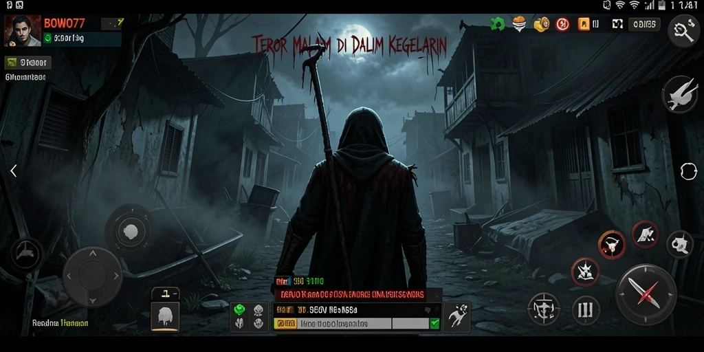 Gameplay menakutkan BOWO77 di tengah kegelapan.
