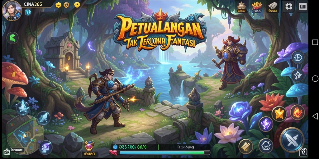 Tampilan gameplay CINA365 dengan petualangan mendebarkan di dunia fantasi.