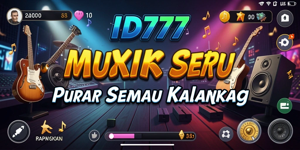 Tampilan gameplay ID777 dengan berbagai musik dan latihan alat musik.