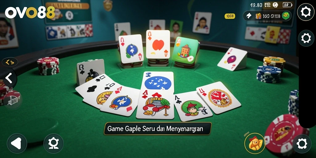 Tampilan gameplay Gaple seru di OVO88.