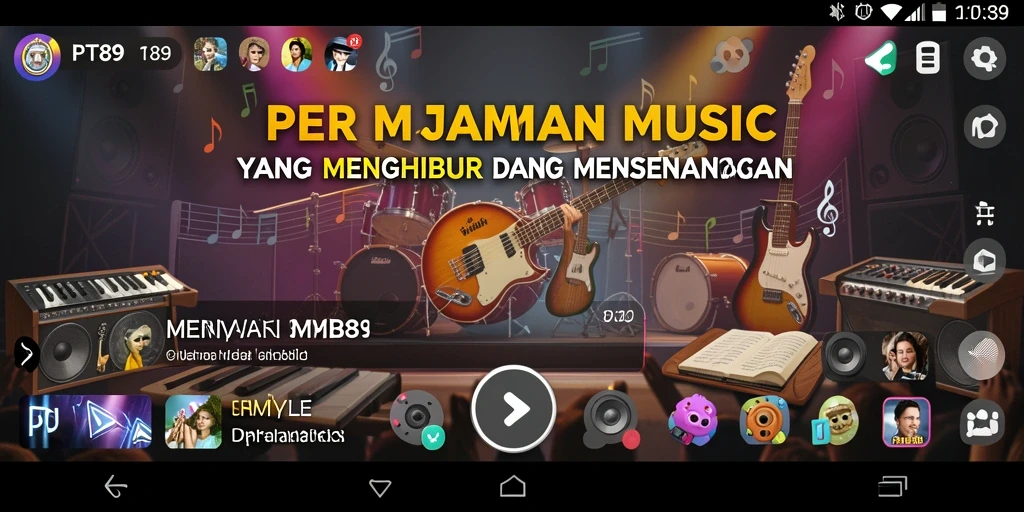 Tangkapan layar dari gameplay PT89 dengan tampilan musik yang menarik.