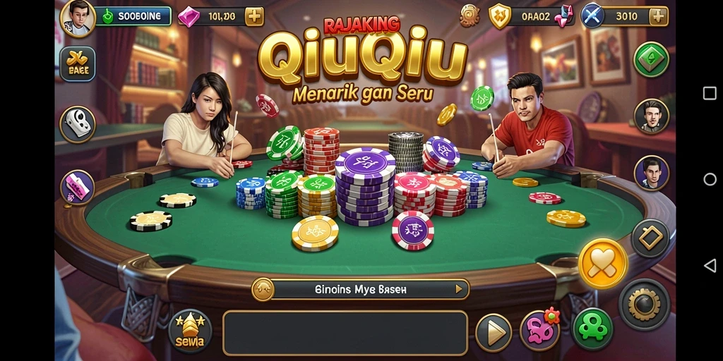 Screenshot utama RAJAKING menunjukkan gameplay QiuQiu yang seru.