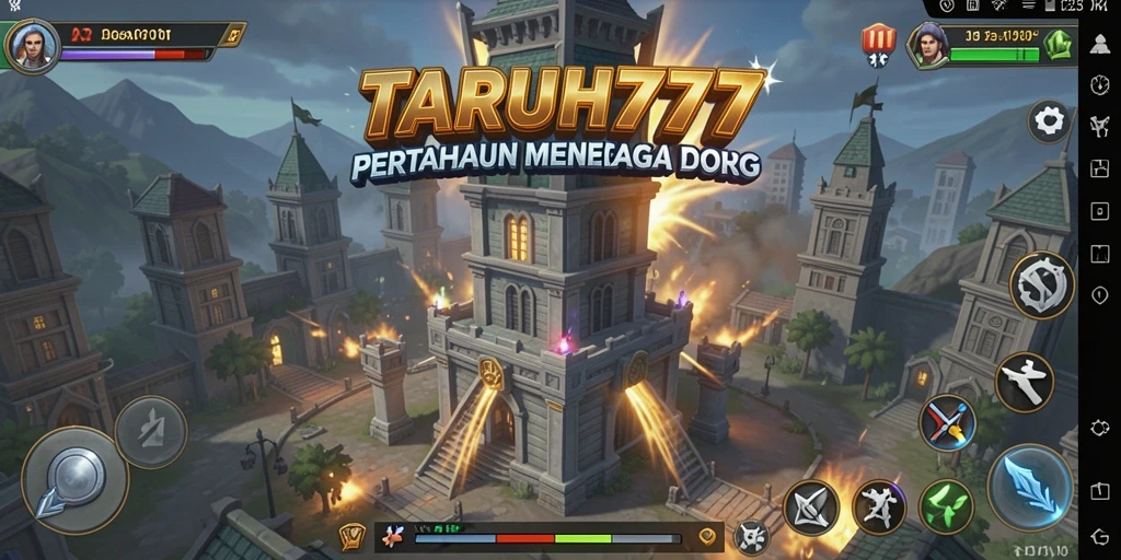 Tampilan seru gameplay Tower Defense TARUH777.
